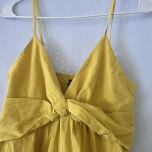 Banana Republic Yellow Breezy Linen Twist-Front Midi Dress - Petite 8